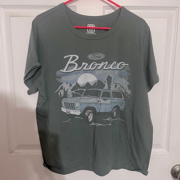 Ford Bronco Distressed Logo T-Shirt - Men's Graphic Tee, Red Heather, Short Sleeve